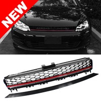 Vw Mk7 Gti Style Badgeless Lighting Package Grille - Black W/ Red Trim on sale Vw Mk7 Gti Style Badgeless Lighting Package Grille - Black W/ Red Trim on sale