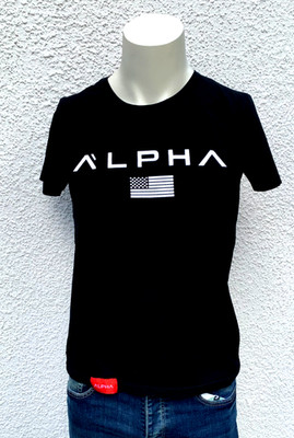 ALPHA Kult T-Shirt Unisex kurzarm  + Statement Print schwarz weiss Gr. M