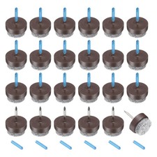 24Pcs Nail-on Felt Furniture Pads Round Furniture Sliders 17mm, Brown