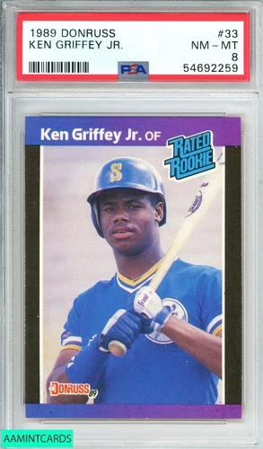 1989 DONRUSS KEN GRIFFEY JR  #33 SEATTLE MARINERS ROOKIE RC PSA 8 NM-MT
