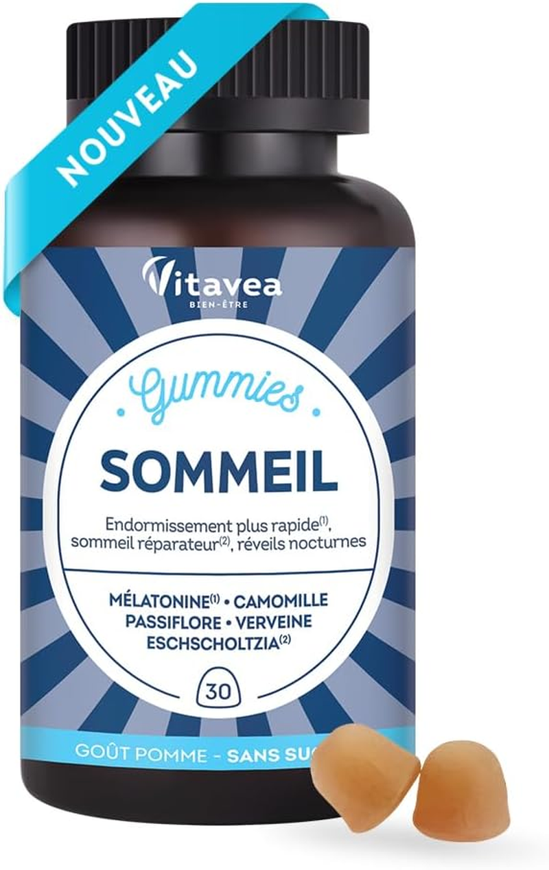 Vitavea - Gummies Sommeil Adulte Sans Sucres - Mélatonine Camomille Passiflore -