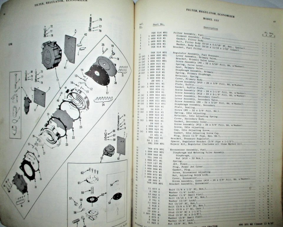 Massey Harris 333 444 Tractor Parts Catalog Manual Book ORIGINAL 4-59 690-301-M2 - Image 2 of 3