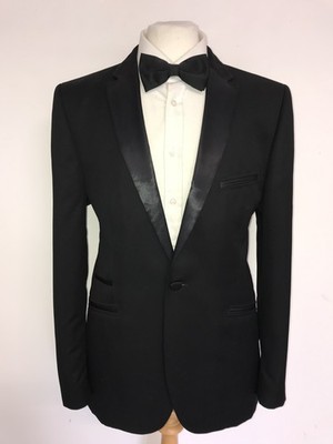 TED BAKER - Herren SCHWARZ WOLLE & MOHAIR DINNER ANZUG - 42 Reg - W36 L32 - Smoking