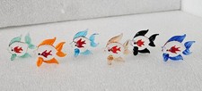 Glass Fish Murano Style Small Figures Lot of 6 "Fish in the Fish" Hand Blown 2"