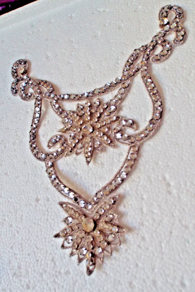 ***¡APLIQUE de cuentas de cristal ornamentado vintage plateado!! Foto 2 de 4