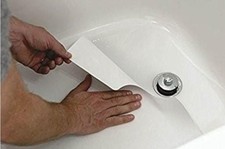 16" X 40" White Adhesive Vinyl Anti Slip Non Skid Safety Bath Mat with Drain ...