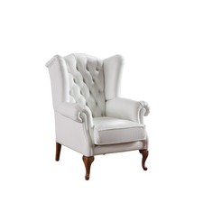 Poltrona a Orecchie Chesterfield Poltrona Imbottita TV Ufficio Divano Vera Pelle CL-F3