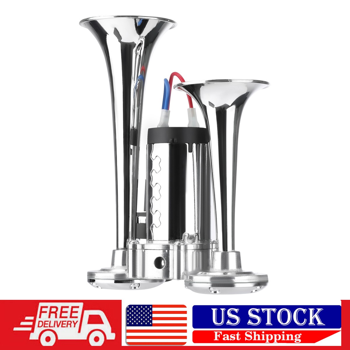 12V Super Loud Dual Trumpet Train Air Horn 600DB 12V Dual Trumpets Super Loud