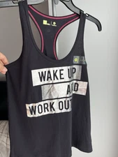 Xersion Women’s Tank Top Small Racerback Wake Up & Work Out Black NWT