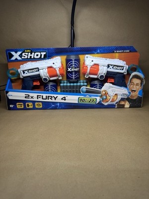 Zuru X Shot 2x Fury 4 Blasters With Darts And Targets 90ft Brand New