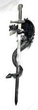 Fantasy Dragon Slayer Sword Dagger Wall Plaque Medieval Gothic Decor 18  x5  x3"