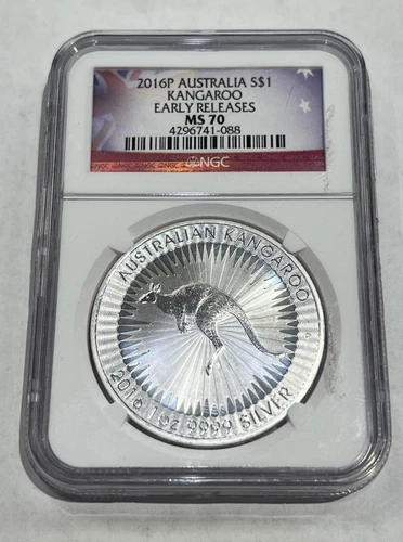 2016 Silver Australia Kangaroo - NGC MS70-Early Releases Australian Flag Label
