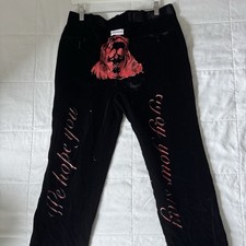 Vintage goth black  red velvet pants