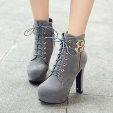 Fashion Women's High Heel Platform Lace Up Ankle Boots Knight Shoes Vintage 2026