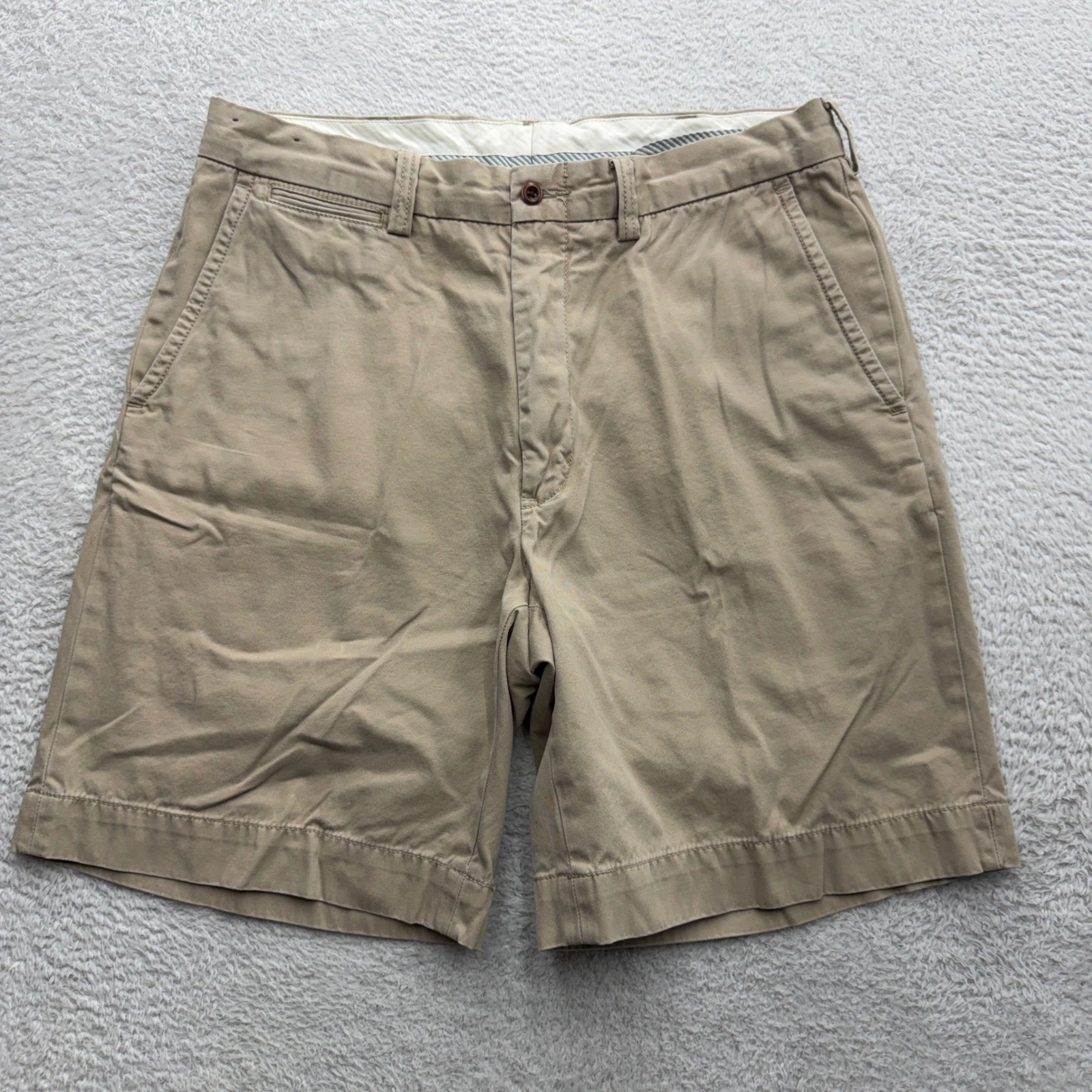 Polo Ralph Lauren Mens Tan Khaki Chino Shorts Cotton Twill Size 35 Classic Fit