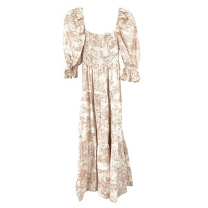 green emerald velvet dress Women's Cotton Linen Kiko Maternity Dress, Smocked Floral Maxi Gown for  Baby Shower & Photoshoot, Elegant Off Shoulder Dress with Short Puff Sleeve  for Pregnancy, Weddings & Events, Baby Pink, XS at main image 0