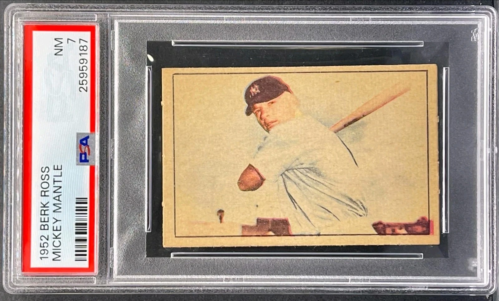 1952 Berk Ross Mickey Mantle New York Yankees HOF Iconic Card Graded PSA 7 NM