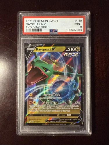 2021 POKEMON SWORD & SHIELD EVOLVING SKIES #110 RAYQUAZA V PSA 9