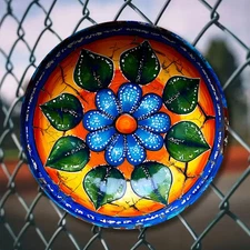 Victorian Ceramic Floral Round Aluminum Art 8x8 Inch