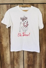 Christmas Reindeer  Oh Deer  Women  s White Tee Shirt Size M
