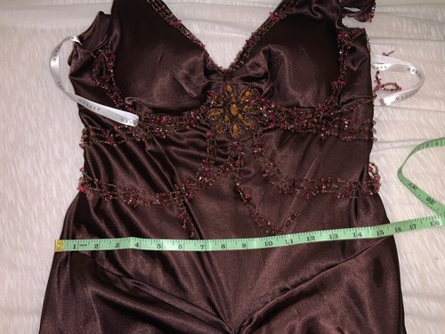 Vintage Y2K Aspeed Asymmetrical Coquette Fairy Brown Gown Dress Prom Large - Picture 15 of 17
