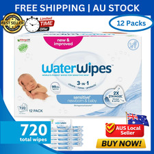 WaterWipes Biodegradable Baby Wipes, 720 Wipes Total (12 packs x 60 wipes)