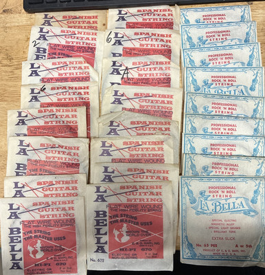 LA BELLA Lot of 25 Spanish Flat Wound and Rock 'N Roll GUITAR STRINGS Made U.S.A