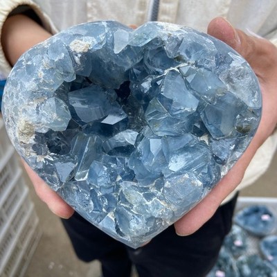 4.8LB Natural Blue Celestite Geode Quartz Crystal Mineral Specimen Healing