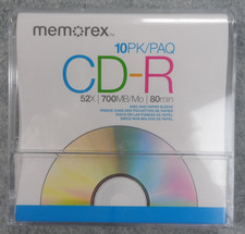 Memorex CD-R, 52x 700MB, 80 Min, 10 Pack Blank Cds - Music Photos NEW SEALED