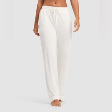 Cozy Earth Knit Womens Bamboo Stretch Knit Pajama Pant White Size Medium