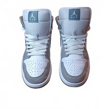 Nike Air Jordan 1 Mid Grey White Basketball Shoes Size 10