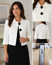 Tahari Arthur S. Levine Petite Cream Gold Metallic Sequined Cropped Jacket 10P