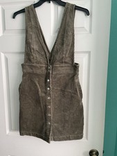 FOREVER 21 Olive Green Corduroy Overall Dress Jumper Size Large New With Tag