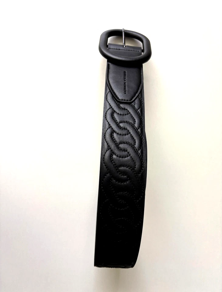 Cinturón y hebilla Rebecca Minkoff acolchado de cuero sintético negro nuevo con etiquetas para mujer pequeño” Foto 3 de 4