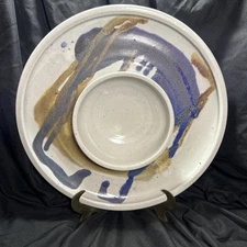 POTTERY CHIP AND DIP SET 1 PIECE SIGNED