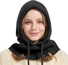 100 Merino Wool Balaclava for Women  Men Winter Warm Knit Hooded Scarf Hood...