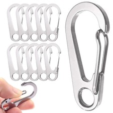 10PCS 1.77 Inch Stainless Steel Clip Spring-Snap Hook,EDC Mini Carabiner Cust...