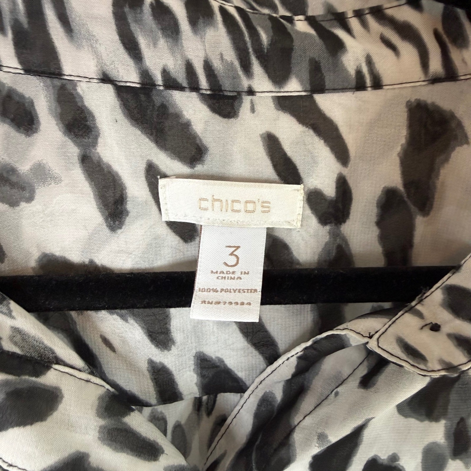 Chico's Leopard Print Sheer Button Down Blouse Si… - image 10