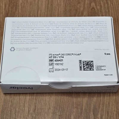 CEREC / InLab Ivoclar IPS EMAX - HT D3 / C14 - 5 Milling Blocks REF: 626421