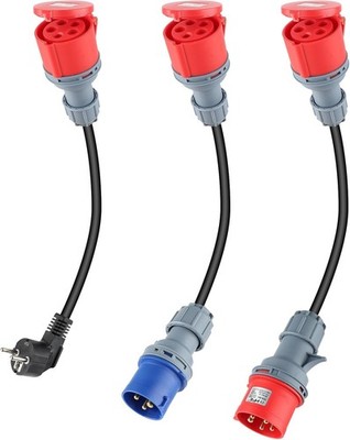 3 x CEE Adapter Schuko Stecker Kupplung, Adapterset CEE 16A 5-Poliger für CEE...
