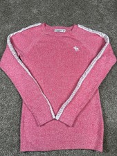 Ambercrombie Kids Girls 15/16 Pink heathered Knit Sweater Cotton Blend Lace