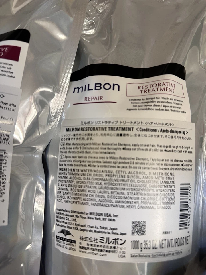 【Recarga】Milbon REPARO RESTAURADOR Shampoo e Tratamento 1000ml Para Danos Cabelos JP - Imagem 4 de 4