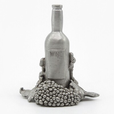 S & A PEWTER Wine Bottle Still Life Fruit - 2.25'' Metal Miniature Figurine