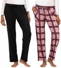 Womens Lucky Brand Set of 2 Lounge Pant Pajamas Pink Mauve Plaid Black Small S