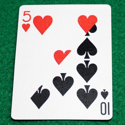 5 of Heart, 10 Spade, Half Diagonal, Red Back Bicycle Gaff Playing Card Printing