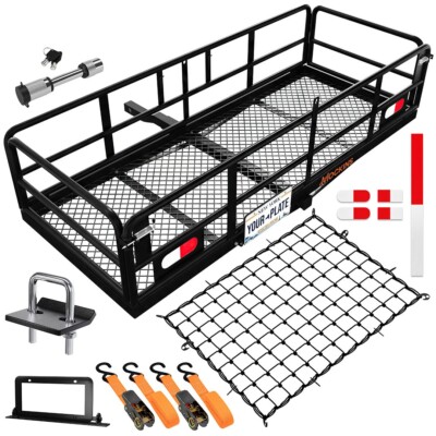 Mockins 60''x24''x14'' Rustproof High Rail Hitch Mount Cargo Carrier
