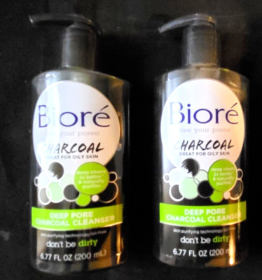 Biore Deep Pore Charcoal Daily Face Wash for Dirt & Makeup Removal 2 Pack