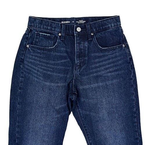 Old Navy Girls 14 OG Straight Jeans High Rise Dark Blue Adjustable Waist - Picture 3 of 9