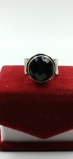 Round Shape Deep Dark Black Onyx Solitaire Handmade 935 Silver Fine Ring
