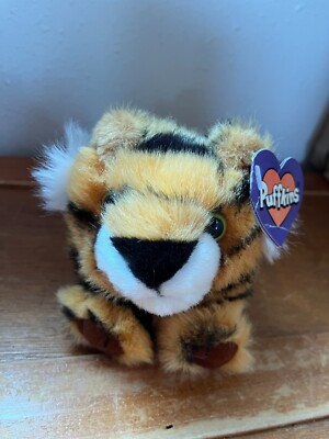 Swibco Puffkins Small Chubby Orange Black & White Plush Bengal TIGER Stuffed Ani